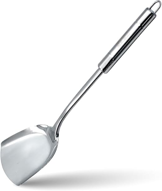 BERAM Stainless Steel Cooking Utensils Set – 6-Piece Kitchen Tool Set with Pasta Server Turner Spatula Skimmer Rice Scoop & Soup Ladle – Durable Matte Silver Cookware Utensils
