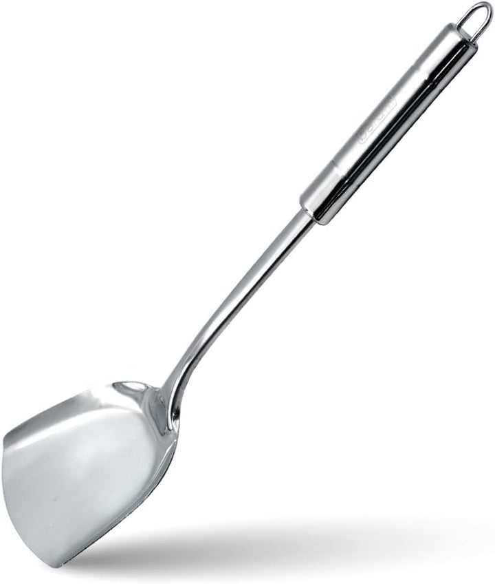 BERAM Stainless Steel Cooking Utensils Set – 6-Piece Kitchen Tool Set with Pasta Server Turner Spatula Skimmer Rice Scoop & Soup Ladle – Durable Matte Silver Cookware Utensils