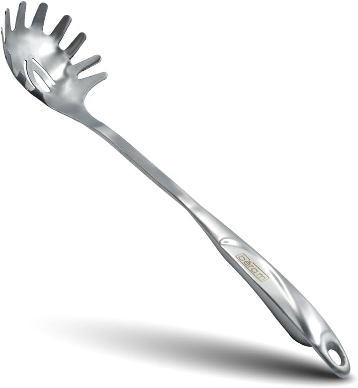 BERAM Cooking Utensils Set S-Shaped 304 Stainless Steel Silverware Cookware Set Includes Spatula Skimmer Soup Ladle Turner Pasta Server Rice Scoop with Multipurpose Stand