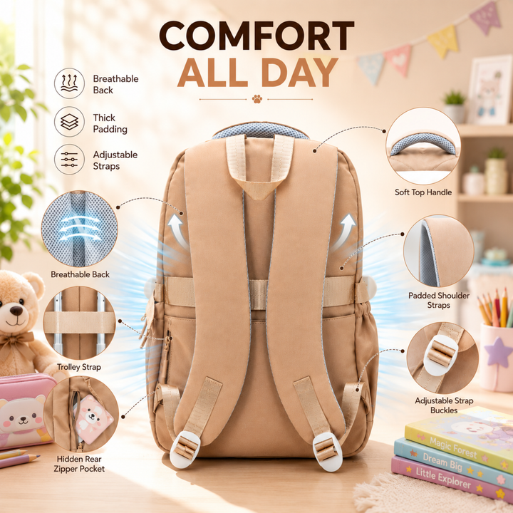 Mimi Meow School Backpack, Cute Cat Water-Resistant Student Backpack with Front Pocket, Lightweight Large Capacity School Bag with Side Bottle Pockets for School & Travel