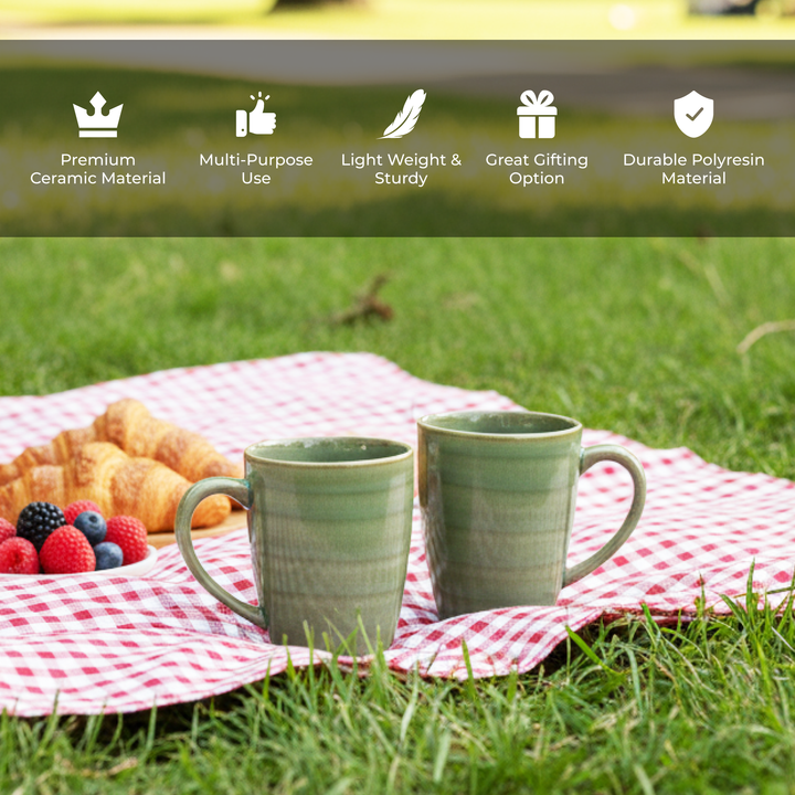 RAK Ceramic Coffee Mug Green  260ml Tea & Coffee Cups with Handle  Durable Glazed Cups for Home Office Café & Gift