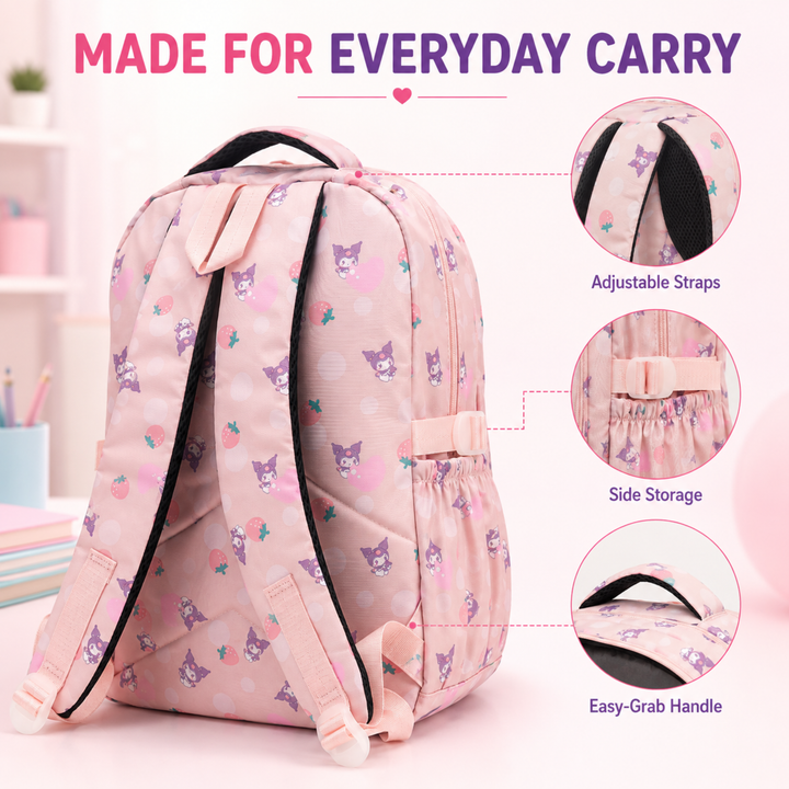 Berry Pop School Bag, Lightweight Backpack with Multiple Compartments, Front Utility Pocket, Side Bottle Pockets & Adjustable Padded Shoulder Straps