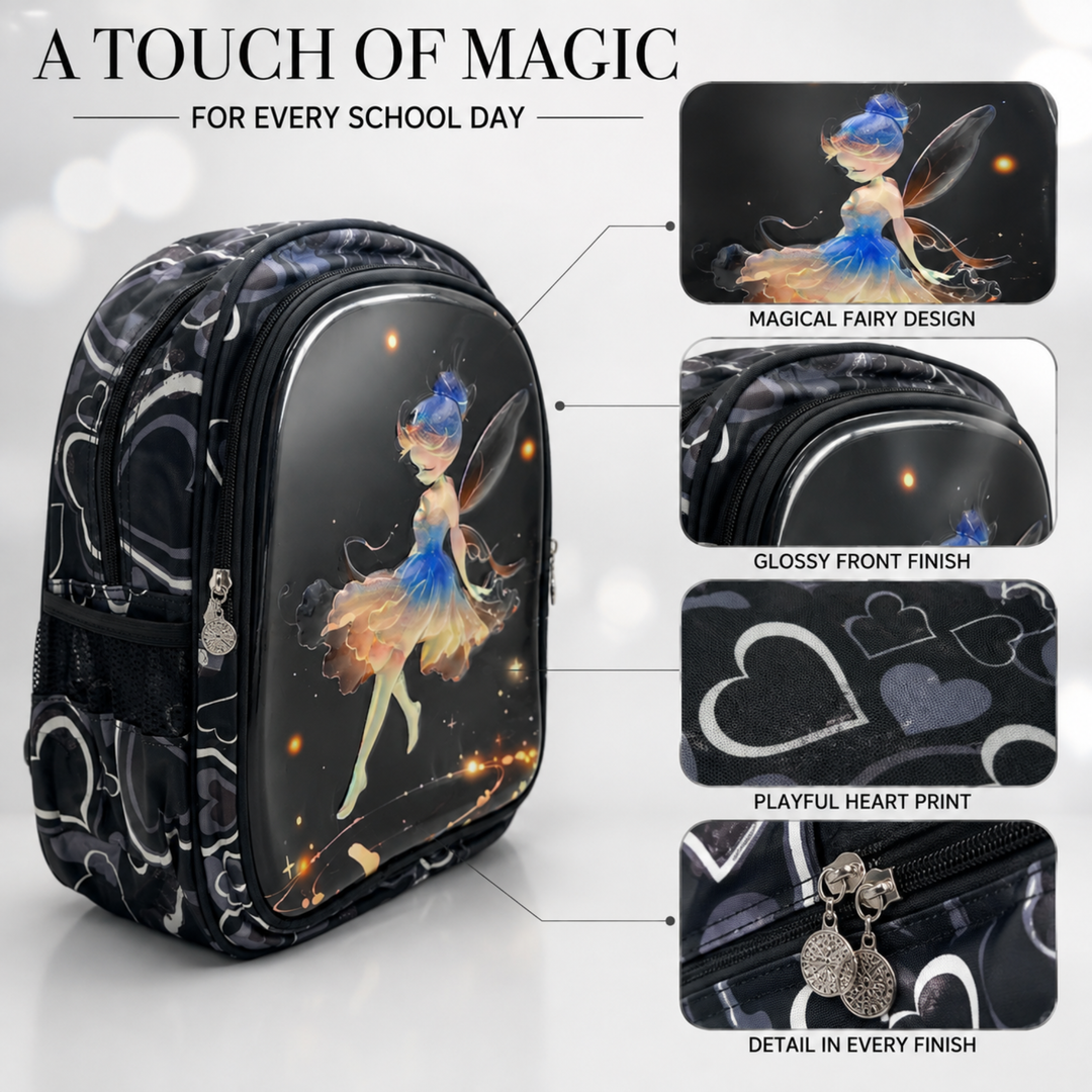 3D-Effect Printed School Backpack – Spacious Multi-Compartment School Bag with Front Zipper Pocket, 2 Side Bottle Pockets, Top Handle, Lightweight Design & Stylish Front Graphic