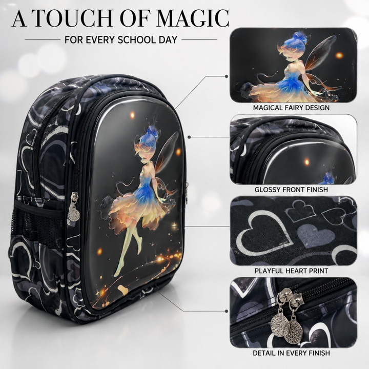 3D-Effect Printed School Backpack – Spacious Multi-Compartment School Bag with Front Zipper Pocket, 2 Side Bottle Pockets, Top Handle, Lightweight Design & Stylish Front Graphic