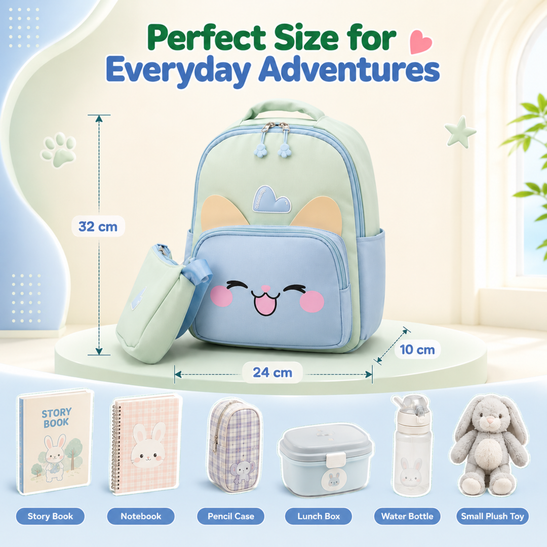Buddy Animal School Backpack with Matching Side Bag, Lightweight Student Book Bag Set, Cute Cartoon School Backpack with Adjustable Shoulder Straps, Multi Pocket Backpack School, Daily Use & Travel.