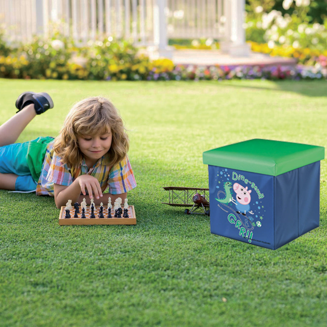 Hasbro Peppa Pig Kids’ Storage Ottoman – Foldable Storage Box with Padded Lid, Durable and Easy Assembly, Ideal for Toy and Stuffed Animal Storage, Supports Up to 60kg Seat Weight, Fun Peppa Pig Design, 3-Year Warranty
