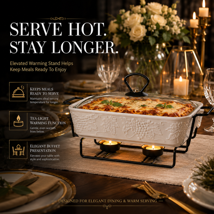 Ceramic Baking Tray with Candle Holder Premium Porcelain Serving and Oven Dish Heat Resistant White Platter for Baking Serving Decor Party and Dining