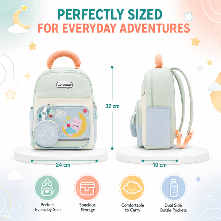 Cute Cartoon School Backpack with Mini Zip Pouch, Lightweight Student Book Bag, Multi Pocket School Backpack with Adjustable Shoulder Straps, Large Capacity Backpack for School & Daily Use