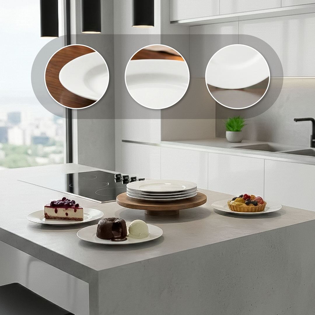 Luminarc White 4 PCS Ceramic Dinner Set  Soup Plate 22cm Dinner Plate 24cm Dessert Plate 19cm Bowl 9.5cm Tableware Set for Home & Restaurant
