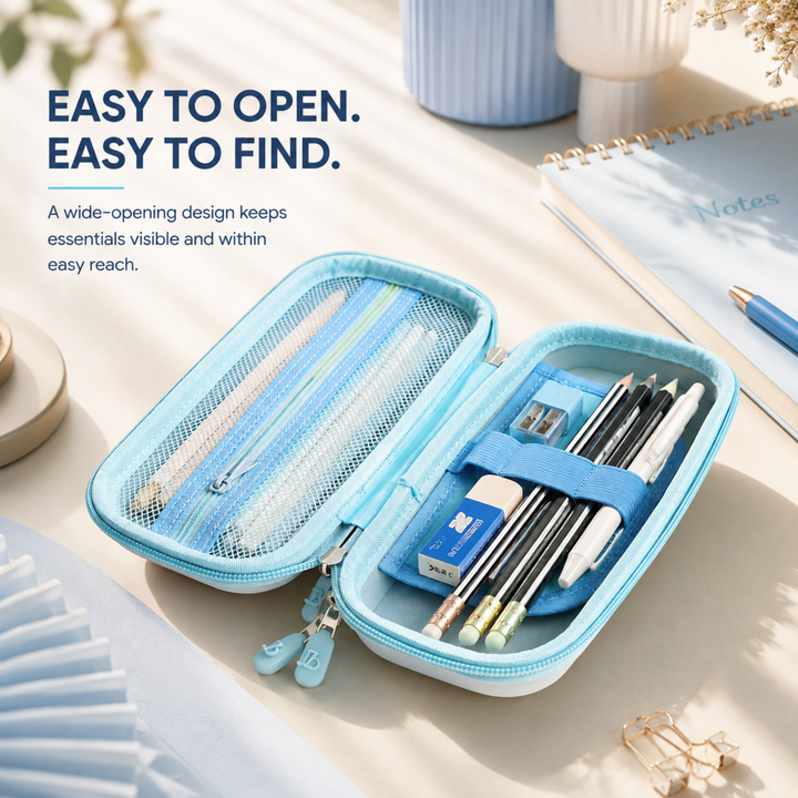 Pencil Case Large Capacity Durable Zipper Pencil Pouch Portable Stationery Organizer Multi-Purpose Pen Holder Bag for School Office Travel