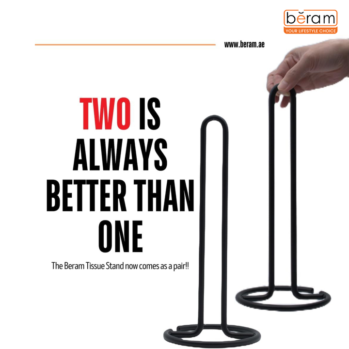 BERAM Tissue Holder for Kitchen Standing Premium Iron Black Paper Towel Stand Elevated Base Aesthetic Counter Top Rack Vertical Roll Stand for Hotels & Homes