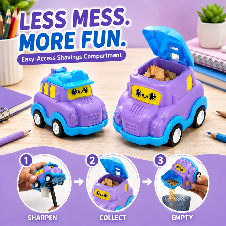 Car Shaped Pencil Sharpener, Cute Vehicle Design Pencil Sharpener, Compact Manual Pencil Sharpener for Students, School, Office, Drawing, Sketching, Writing and Everyday Stationery