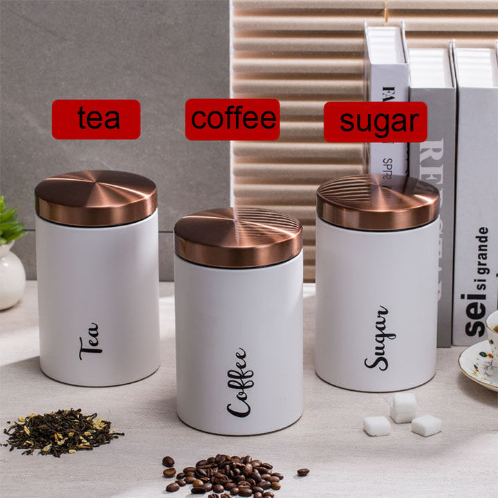 BERAM Tea Sugar Coffee Container Set Airtight Kitchen Storage Container with Lid Home and Kitchen Stylish Storage Container Jar for Sugar Tea and Coffee Home Improvement Essentials