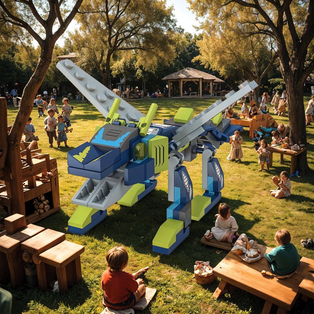 Playtive Mini Dragon Adventure 99-Piece Building Set – Fantasy Action Toy for Kids Age 5+, Movable Wings & Legs, Ninja Warrior Figure, Compatible with Standard Bricks, TÜV Rheinland & GS Certified – Creative STEM Play for Imagination & Skill Building