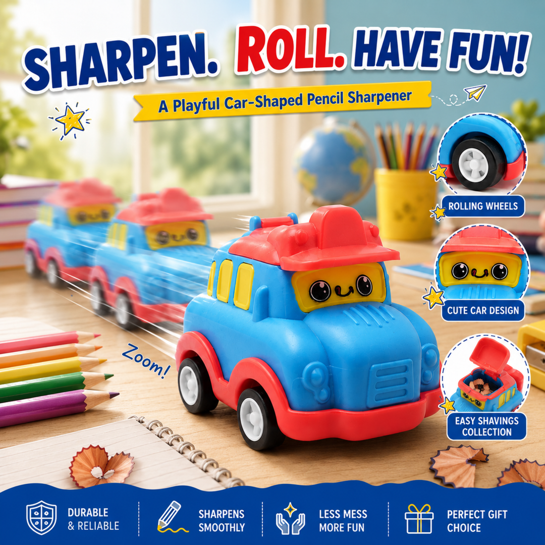 Car Shaped Pencil Sharpener, Cute Vehicle Design Pencil Sharpener, Compact Manual Pencil Sharpener for Students, School, Office, Drawing, Sketching, Writing and Everyday Stationery