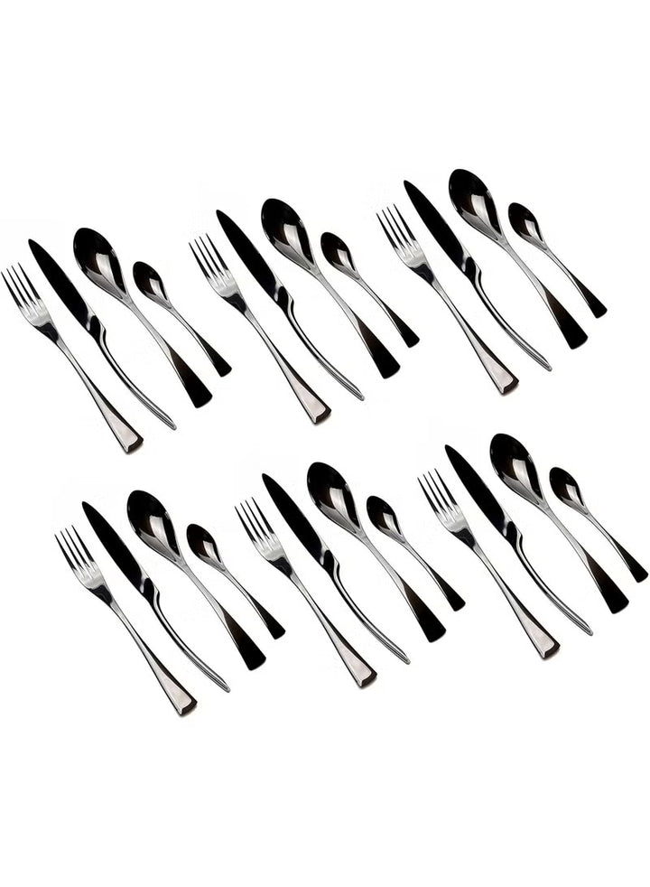 BERAM Midnight Marvel Cutlery Set Premium Stainless Steel Flatware Set with Black Marble Polish Finish Elegant Kitchen Utensils & Tableware Set for Home Restaurants Hotels & Everyday Use