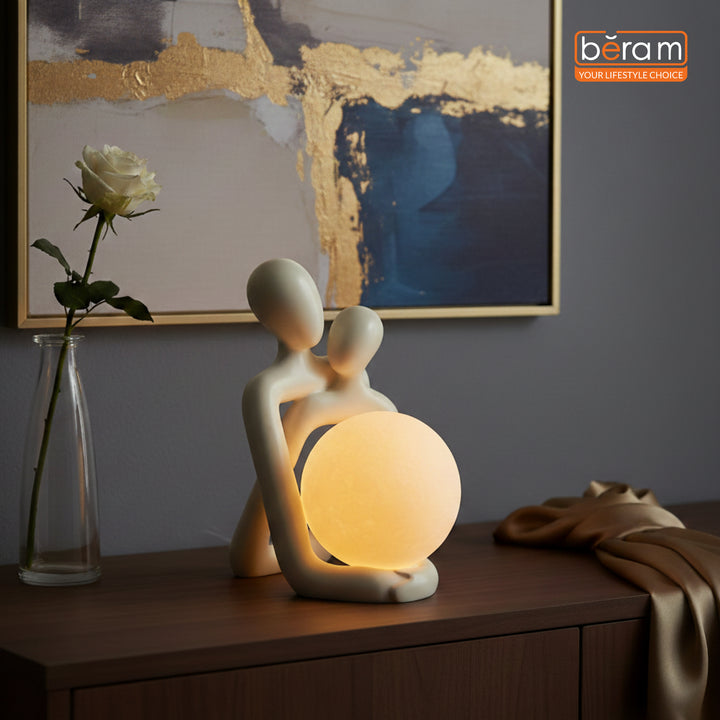 BERAM Cherished Hearts for Men & Women Unisex Romantic Heart lamp Sculpture Gift Modern Resin Décor for Couples Anniversary Wedding Valentine’s Day Home & Office Decoration