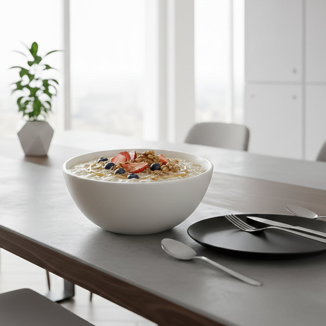 Luminarc White 4 PCS Ceramic Dinner Set  Soup Plate 22cm Dinner Plate 24cm Dessert Plate 19cm Bowl 9.5cm Tableware Set for Home & Restaurant