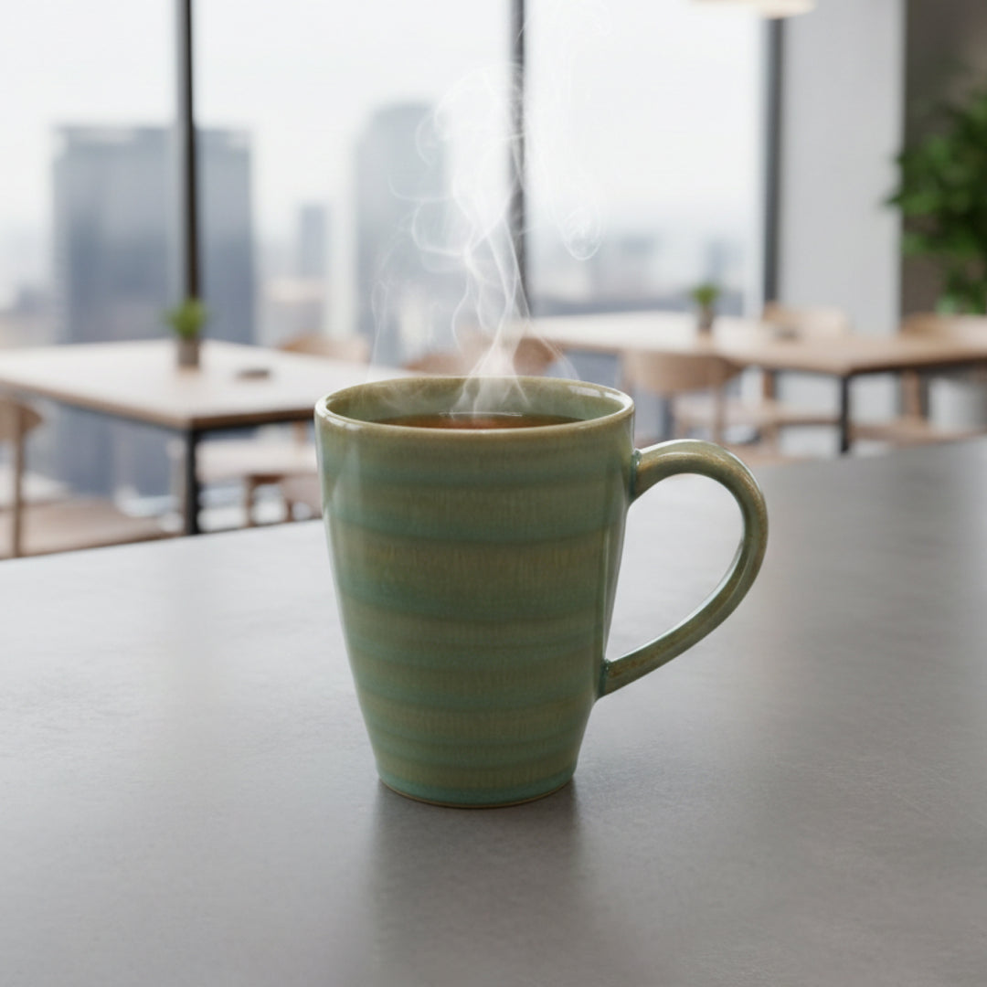 RAK Ceramic Coffee Mug Green  260ml Tea & Coffee Cups with Handle  Durable Glazed Cups for Home Office Café & Gift