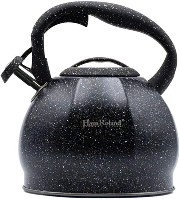 Haus Roland Whistling Kettle, Stovetop Tea Kettle, Stainless Teapot, 3 Liters with Dotted Grain Handles, Fast Boiling, Perfect for Homes, Picnics, and Parties