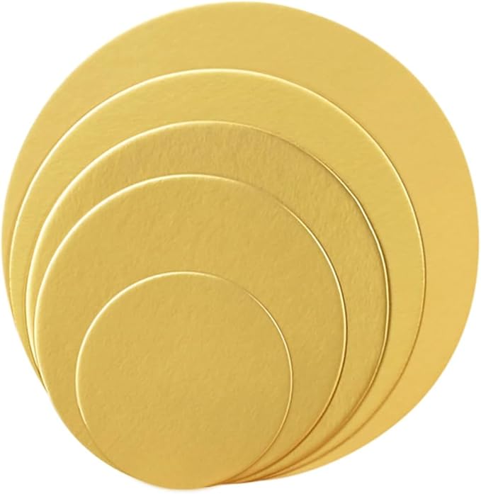 BERAM Disposable Cake Boards Gold Set of 5 Round and Reusable Food-Grade Cardboard  for Cakes  Cupcakes  Cookies and More Baking Display Stand Bakery Presentation Board