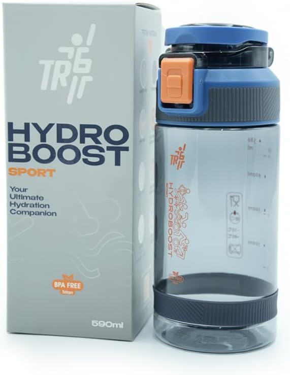 TR6 Sport Clear Gym Water Bottle 580ml BPA Free Leak Proof Flip Lock Lid Temp Resistance 10°C to 80°C Carry holder Hydration Bottle for Fitness Office Travel School & Daily use 580ml