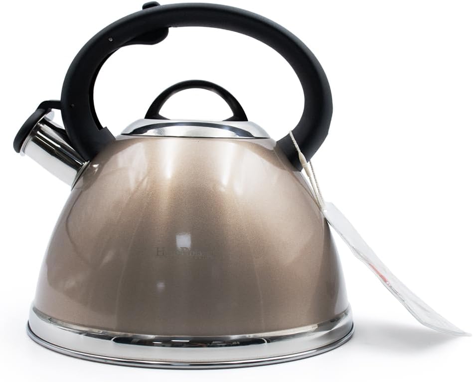 Haus Roland Whistling Kettle, Stainless Steel Tea Kettle, 3 Liters, Whistling Teapot, Ergonomic Handle, Tea Kettle Lid with Nylon Knob, Suitable For Induction and Gas