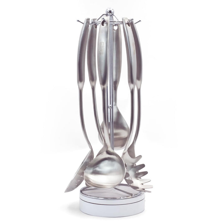 BERAM Elegant Hollow Handles Stainless Steel Cooking Utensils Set 6 Pieces Spatula Turner Rice Scoop Pasta Server Skimmer Soup Ladle Kitchen Tools for Daily Use Daily Use Cookware Set 304