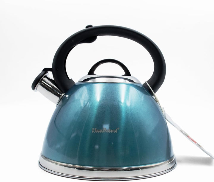 Haus Roland Whistling Kettle, Stainless Steel Tea Kettle, 3 Liters, Whistling Teapot, Ergonomic Handle, Tea Kettle Lid with Nylon Knob, Suitable For Induction and Gas