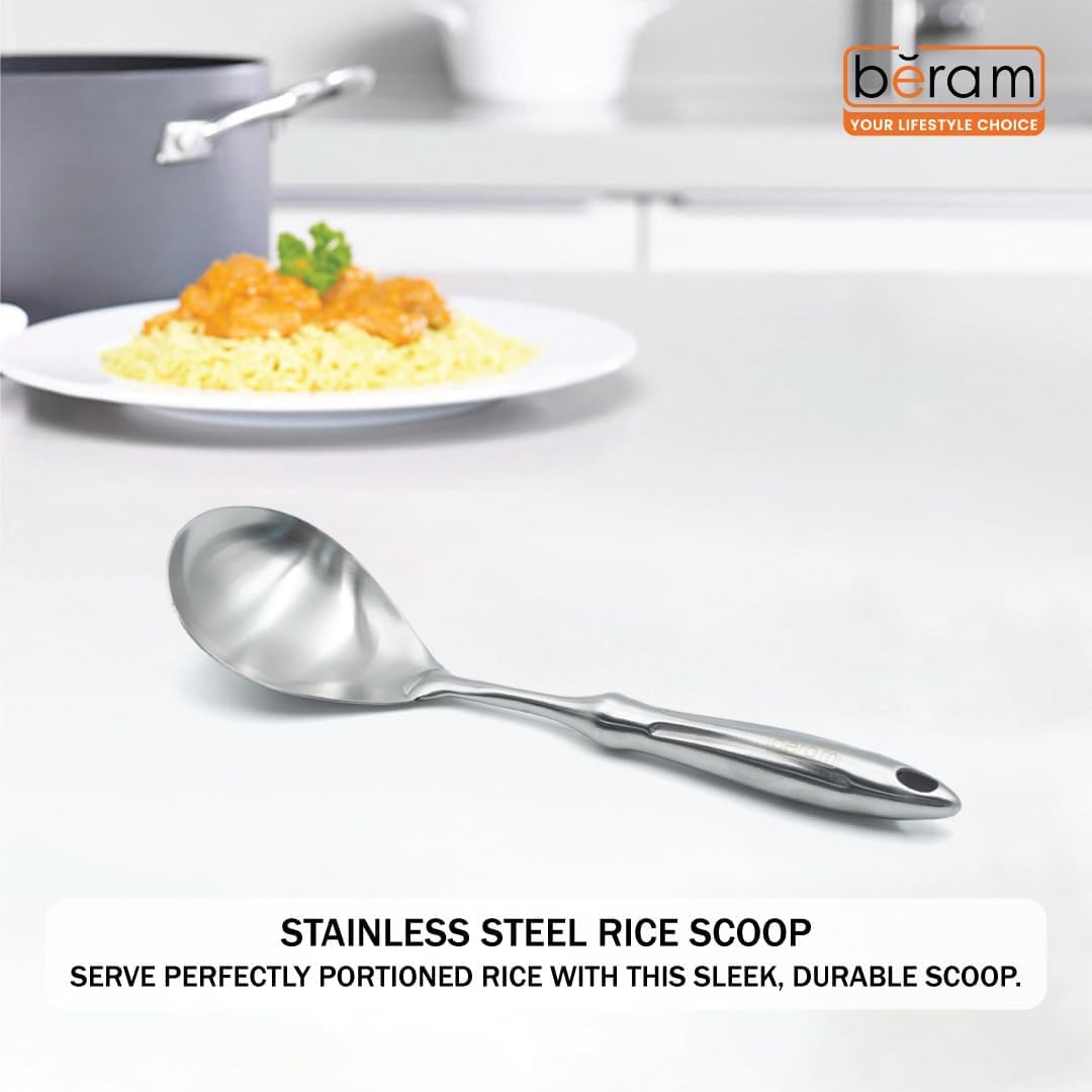 BERAM Honor Cooking Utensils Set 304 Stainless Steel 6 Pieces Soup Spoon Spatula Slotted Turner Rice Scoop Pasta Server Skimmer Food Grade Kitchen Tools