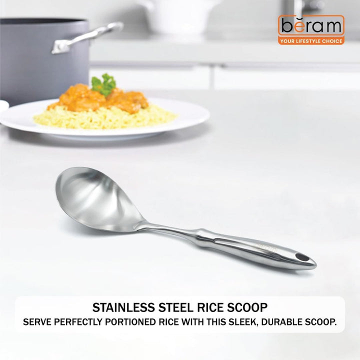 BERAM Honor Cooking Utensils Set 304 Stainless Steel 6 Pieces Soup Spoon Spatula Slotted Turner Rice Scoop Pasta Server Skimmer Food Grade Kitchen Tools