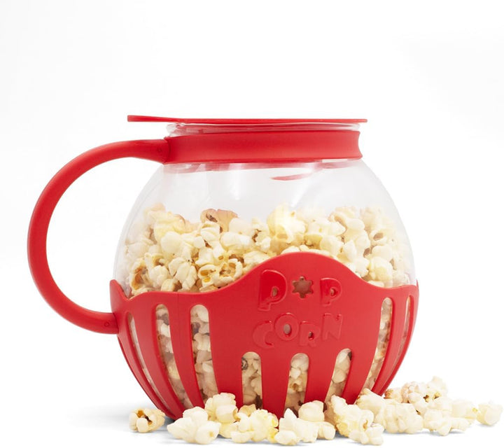 BERAM Microwave Popcorn Maker, Family Size Popcorn Popper with Temperature Safe Glass, 3 in 1 Lid, Measures Kernels and Melts Butter, House Party, Movie Nights and Daily Use