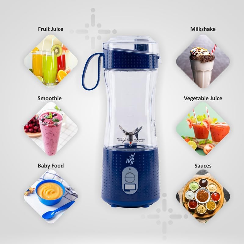 TR6 Blendmate Comfort Portable Blender for Smoothies, Protein Shakes & Ice Crushing – 380ML Capacity, Tritan Material, 4000mAh Battery, USB-C Port, and Sipper Lid