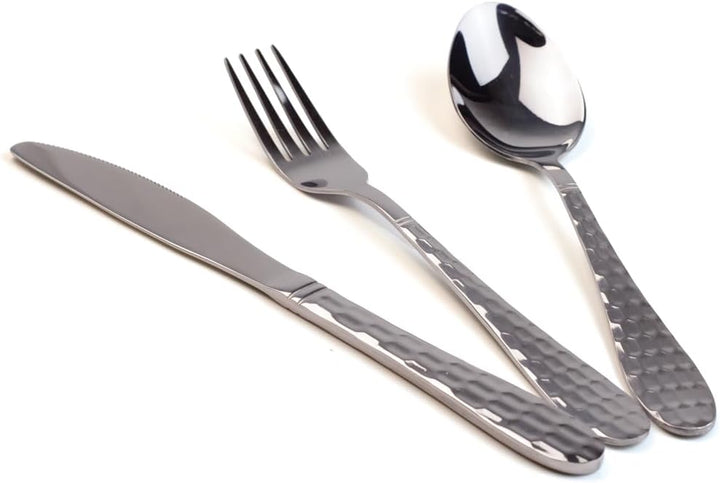 BERAM Silver Trio Cutlery Premium Stainless Steel Flatware and Silverware with Elegant Engraved Handles Durable Kitchen Utensils and Tableware for Home Restaurants Hotels