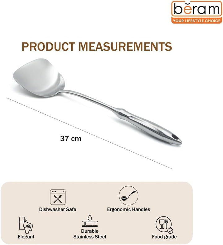 BERAM Honor Cooking Utensils Set 304 Stainless Steel 6 Pieces Soup Spoon Spatula Slotted Turner Rice Scoop Pasta Server Skimmer Food Grade Kitchen Tools