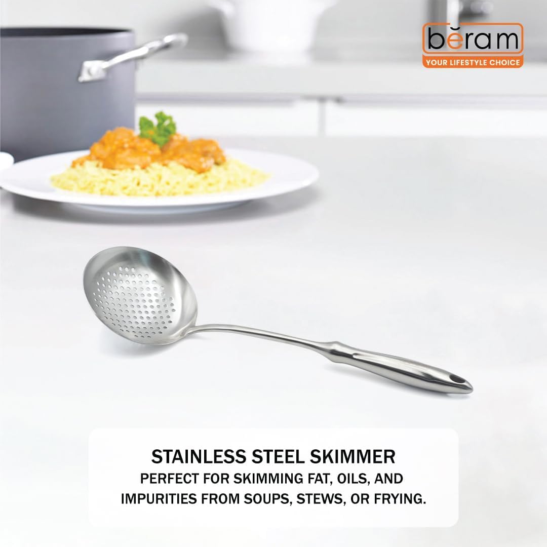 BERAM Honor Cooking Utensils Set 304 Stainless Steel 6 Pieces Soup Spoon Spatula Slotted Turner Rice Scoop Pasta Server Skimmer Food Grade Kitchen Tools