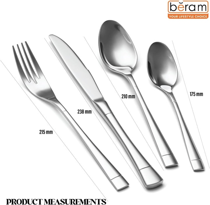 BERAM Silver Savour Cutlery Set  Elegant Stainless Steel, 18/10 Grade Kitchen Utensils Set, Tableware Set for Home, Restaurants