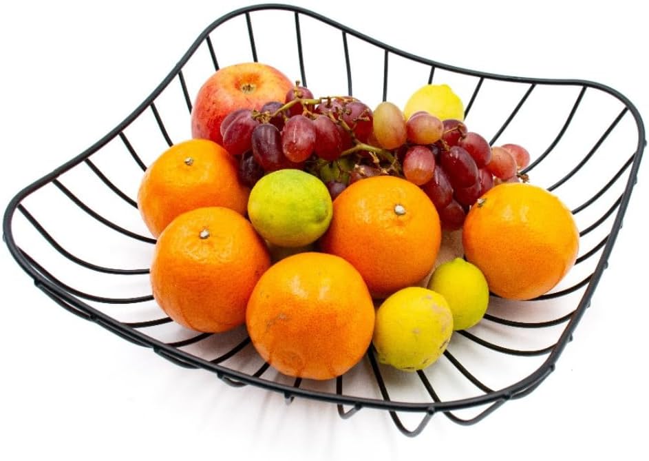 Beram Fruit Basket for Kitchen Counter Metal Wire Fruit Bowl & Vegetable Storage Organizer Rustic Countertop Fruit Holder with Handle for Kitchen, Dining & Pantry