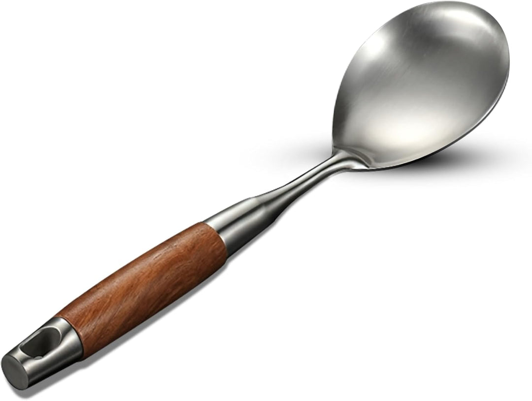 Beram Stainless Steel Wooden Spatula Durable 304 Food-Grade Spatula with Ergonomic Wooden Handle, Heat-Resistant and Rust-Proof, Ideal for Cooking, Stir-Frying, Mixing, and Serving.
