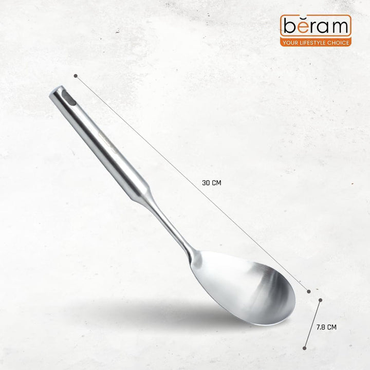 BERAM Stainless Steel Rice Scoop, Cooking Utensil, Kitchen Tool, 100% Food Grade, Non-Stick, Compact, Lightweight, Elegant Design, Silver