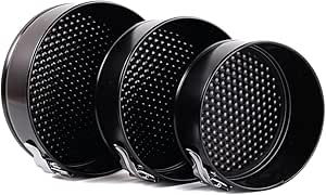 Beram Non Stick Cake Tin Black Round Carbon Steel Baking Pan with Quick Release Latch Removable Leakproof Bottom Heavy Duty Springform Cake Mould for Cheesecake Pastries and Layered Cakes