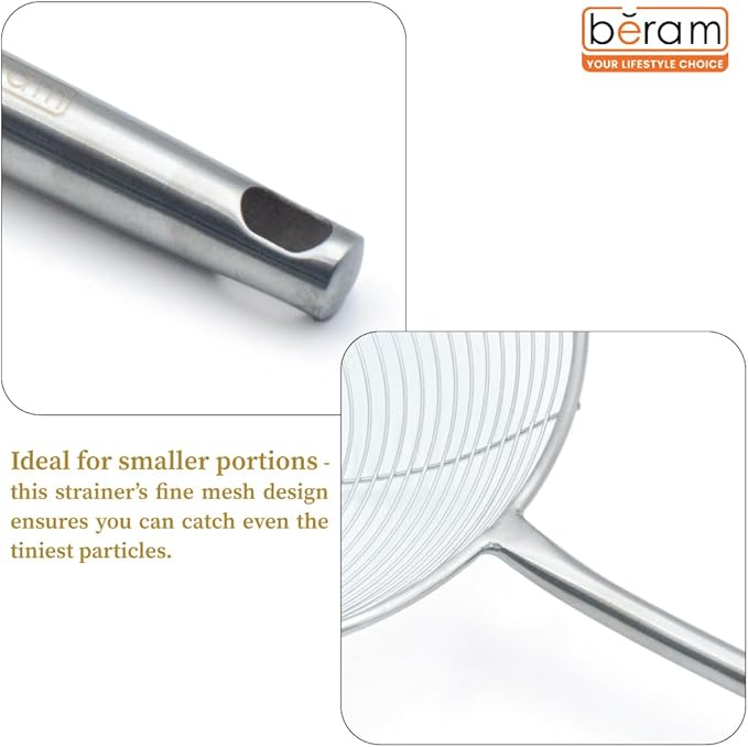 BERAM Stainless Steel Food Strainer Spatula, Large Size, for Frying, Steaming, and Grilling, Skimmer for Daily Use, Cooking Utensil, and Kitchen Tool (17CM)