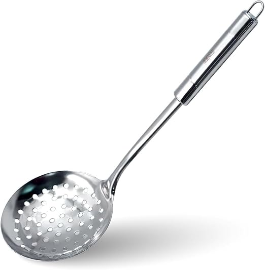 BERAM Stainless Steel Cooking Utensils Set – 6-Piece Kitchen Tool Set with Pasta Server Turner Spatula Skimmer Rice Scoop & Soup Ladle – Durable Matte Silver Cookware Utensils