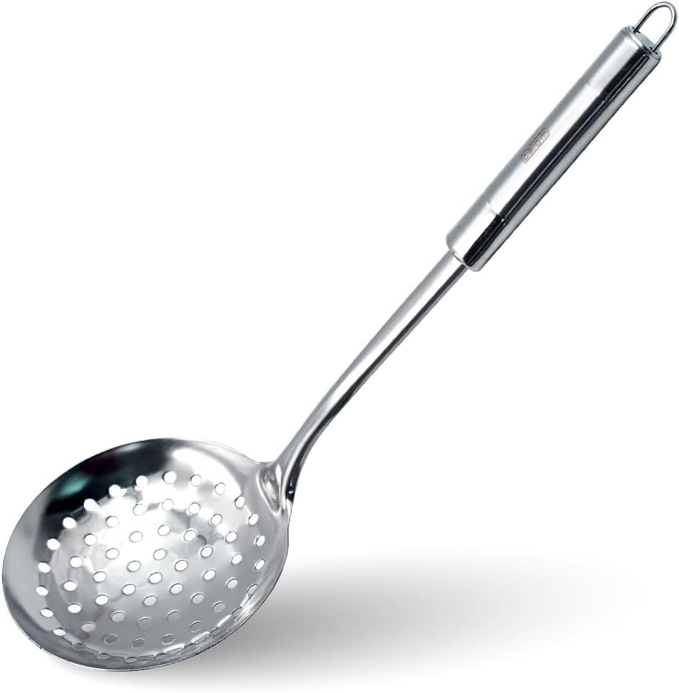 BERAM Stainless Steel Cooking Utensils Set – 6-Piece Kitchen Tool Set with Pasta Server Turner Spatula Skimmer Rice Scoop & Soup Ladle – Durable Matte Silver Cookware Utensils