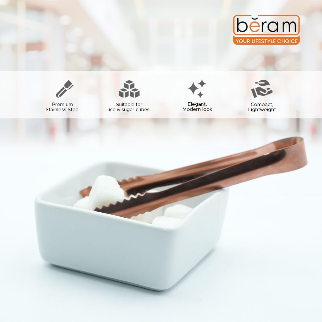 Beram Sugar Tong – Stainless Steel Mini Tongs for Sugar Cubes, Ice, Snacks & Tea Parties – Durable, Rust-Resistant Zig Zag 15