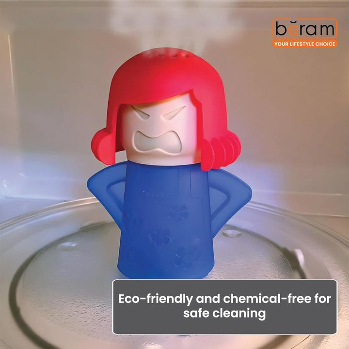 BERAM Angry Mama Microwave Cleaner for Kitchen, Oven Steaming Cleaner, Easy Steam Cleaning Solution for Stains, Effective with No Chemicals