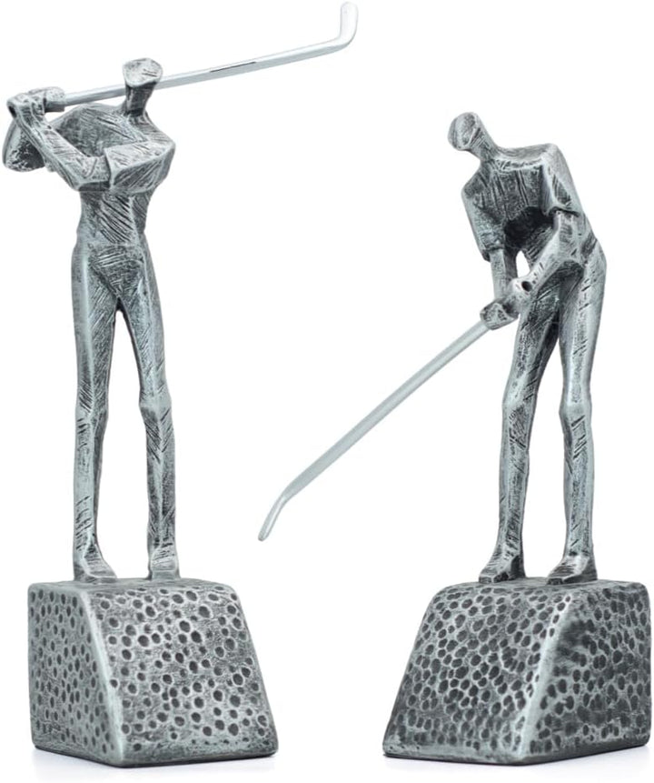 BERAM Golfing Men Set – Black Ceramic Figurine Sculptures, Abstract Golf Statues for Modern Home or Office Decor, Shelf Ornaments & Gift Set for Golf Lovers and Art Collectors