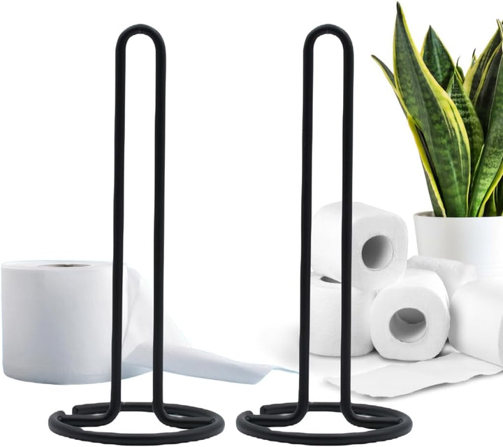 BERAM Tissue Holder for Kitchen Standing Premium Iron Black Paper Towel Stand Elevated Base Aesthetic Counter Top Rack Vertical Roll Stand for Hotels & Homes