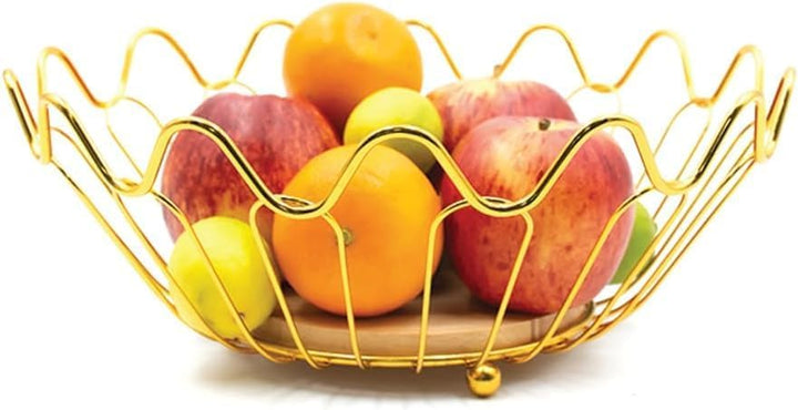 Beram Fruit Basket for Kitchen Counter Metal Wire Fruit Bowl & Vegetable Storage Organizer Rustic Countertop Fruit Holder with Handle for Kitchen, Dining & Pantry
