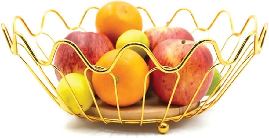 Beram Fruit Basket for Kitchen Counter Metal Wire Fruit Bowl & Vegetable Storage Organizer Rustic Countertop Fruit Holder with Handle for Kitchen, Dining & Pantry